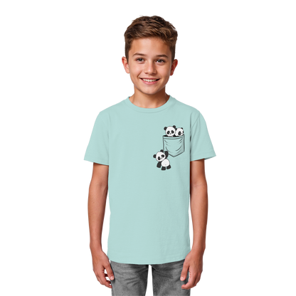 Kawaii Pandas in der Tasche - Kids Organic Shirt