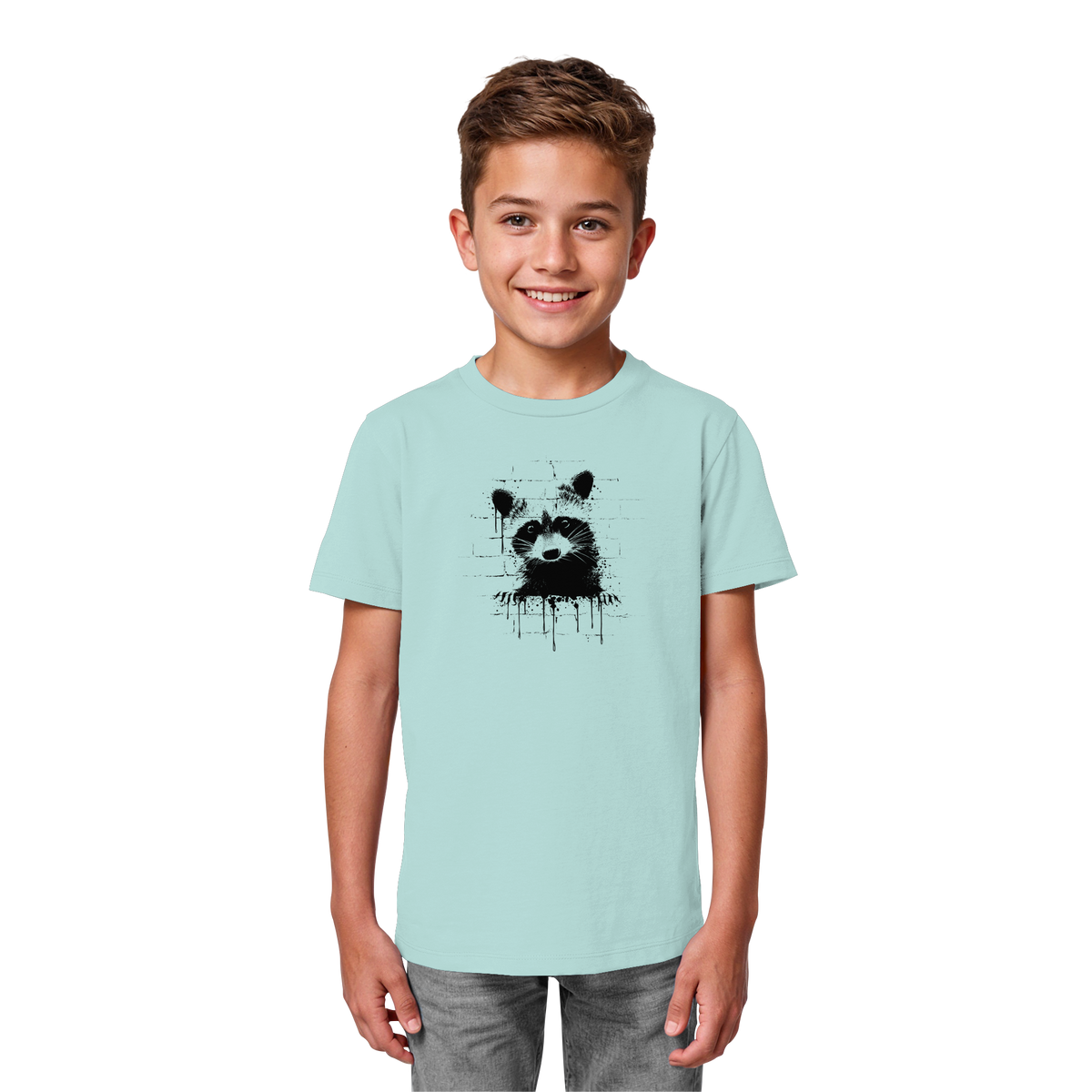 Funky Street Art Waschbär - Kids Organic Shirt