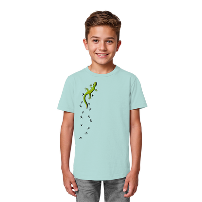 Kletternder Gecko mit Spuren - Kids Organic Shirt