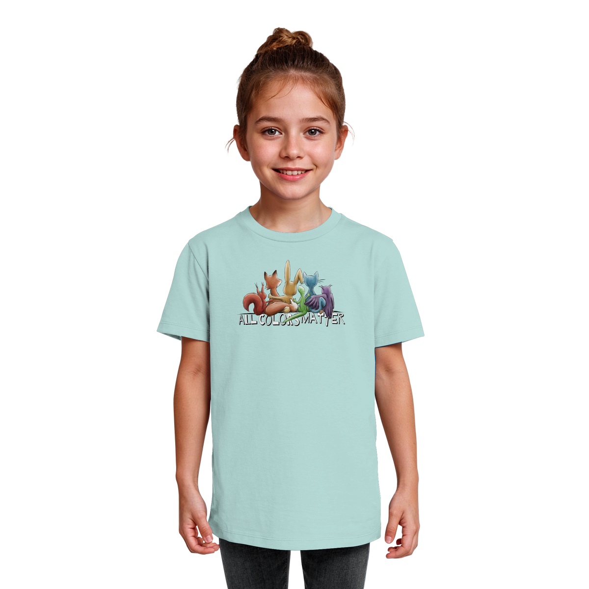 All Colors Matter! Regenbogen Tiere für Vielfalt - Kids Organic Shirt