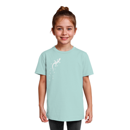 Gecko Eidechse Silhouette hell - Kids Organic Shirt