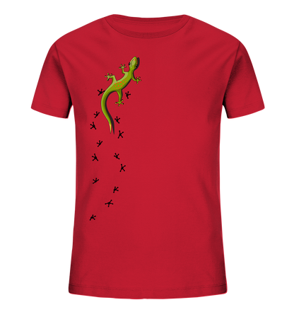 Kletternder Gecko mit Spuren - Kids Organic Shirt