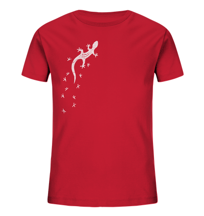 Gecko Eidechse Silhouette hell - Kids Organic Shirt