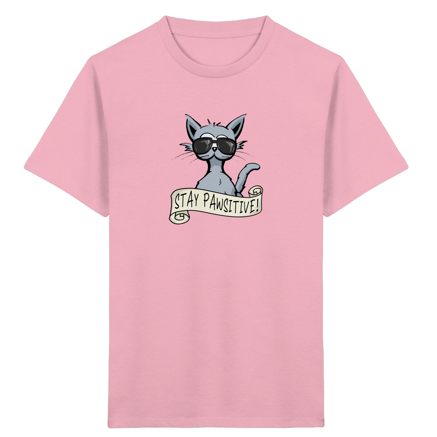 Stay Pawsitive Bleib lässig Hipster Katze - Kids Organic Shirt