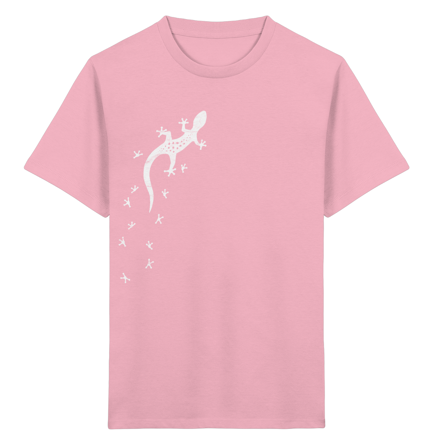 Gecko Eidechse Silhouette hell - Kids Organic Shirt