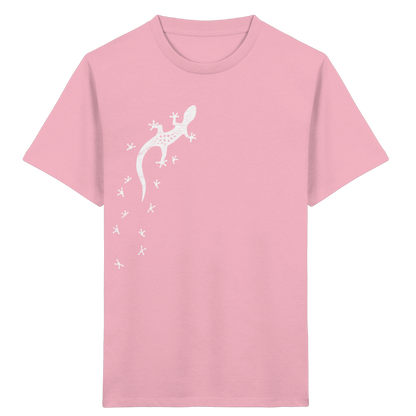 Gecko Eidechse Silhouette hell - Kids Organic Shirt