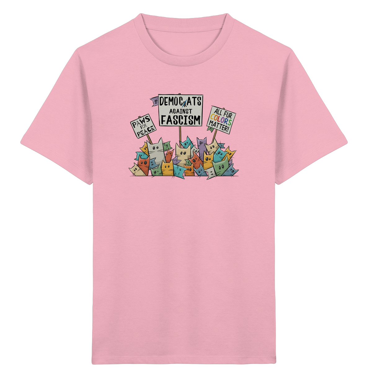Demo-Katzen gegen Faschismus und für Vielfalt - Kids Organic Shirt