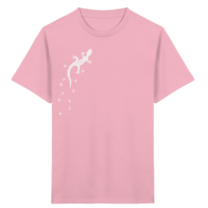 Gecko Eidechse Silhouette hell - Kids Organic Shirt