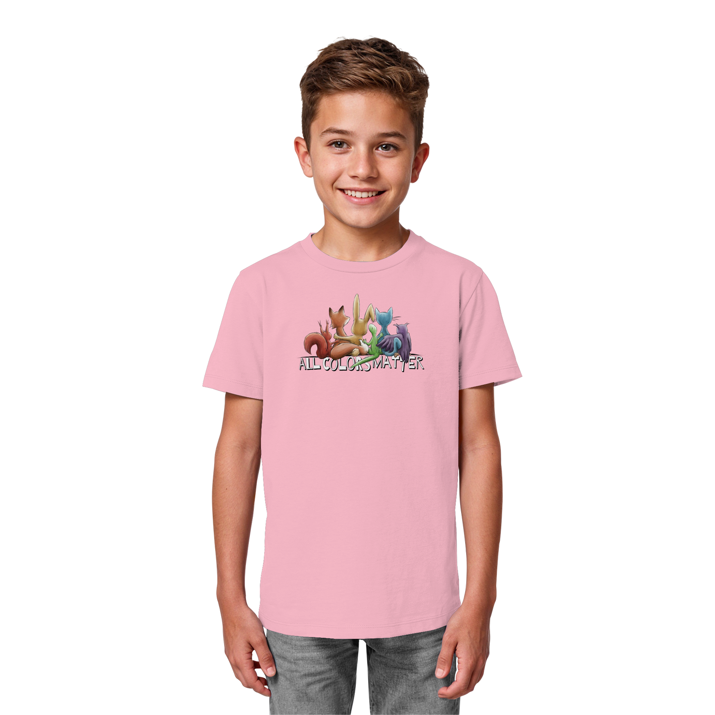 All Colors Matter! Regenbogen Tiere für Vielfalt - Kids Organic Shirt