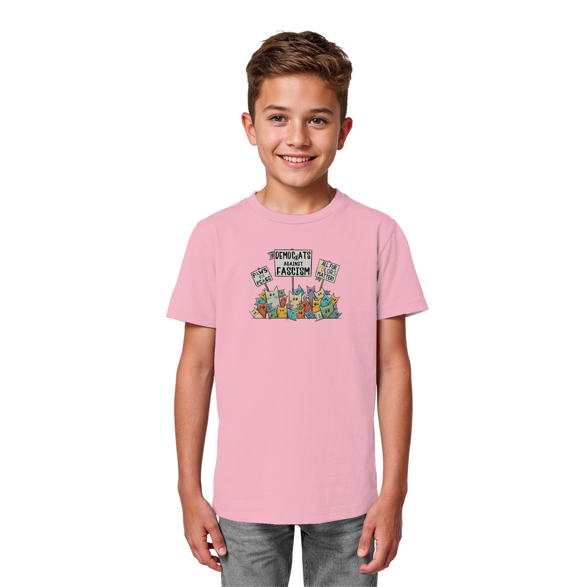 Demo-Katzen gegen Faschismus und für Vielfalt - Kids Organic Shirt