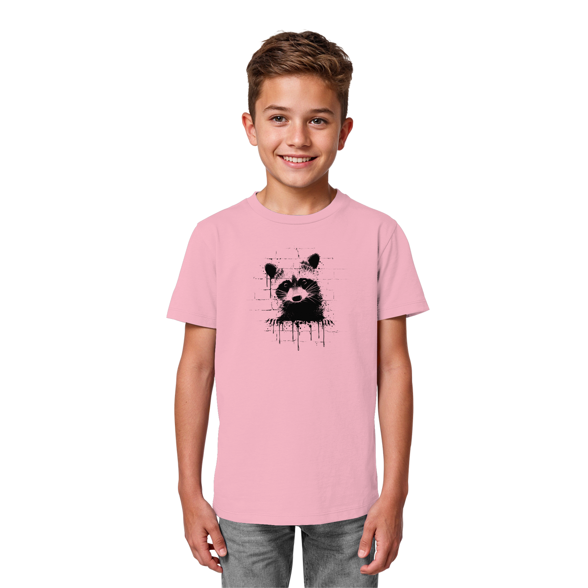 Funky Street Art Waschbär - Kids Organic Shirt