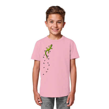 Kletternder Gecko mit Spuren - Kids Organic Shirt