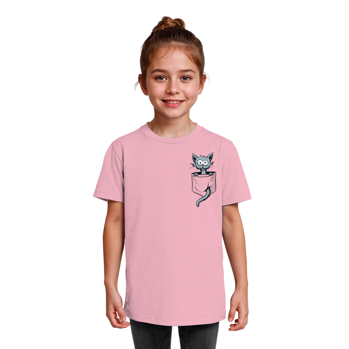 Verrückte Katze in Deiner Brust-Tasche - Kids Organic Shirt