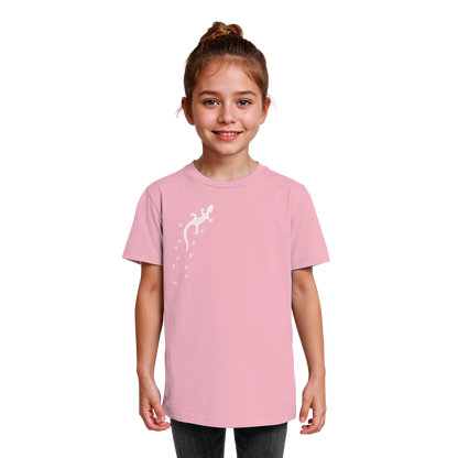 Gecko Eidechse Silhouette hell - Kids Organic Shirt