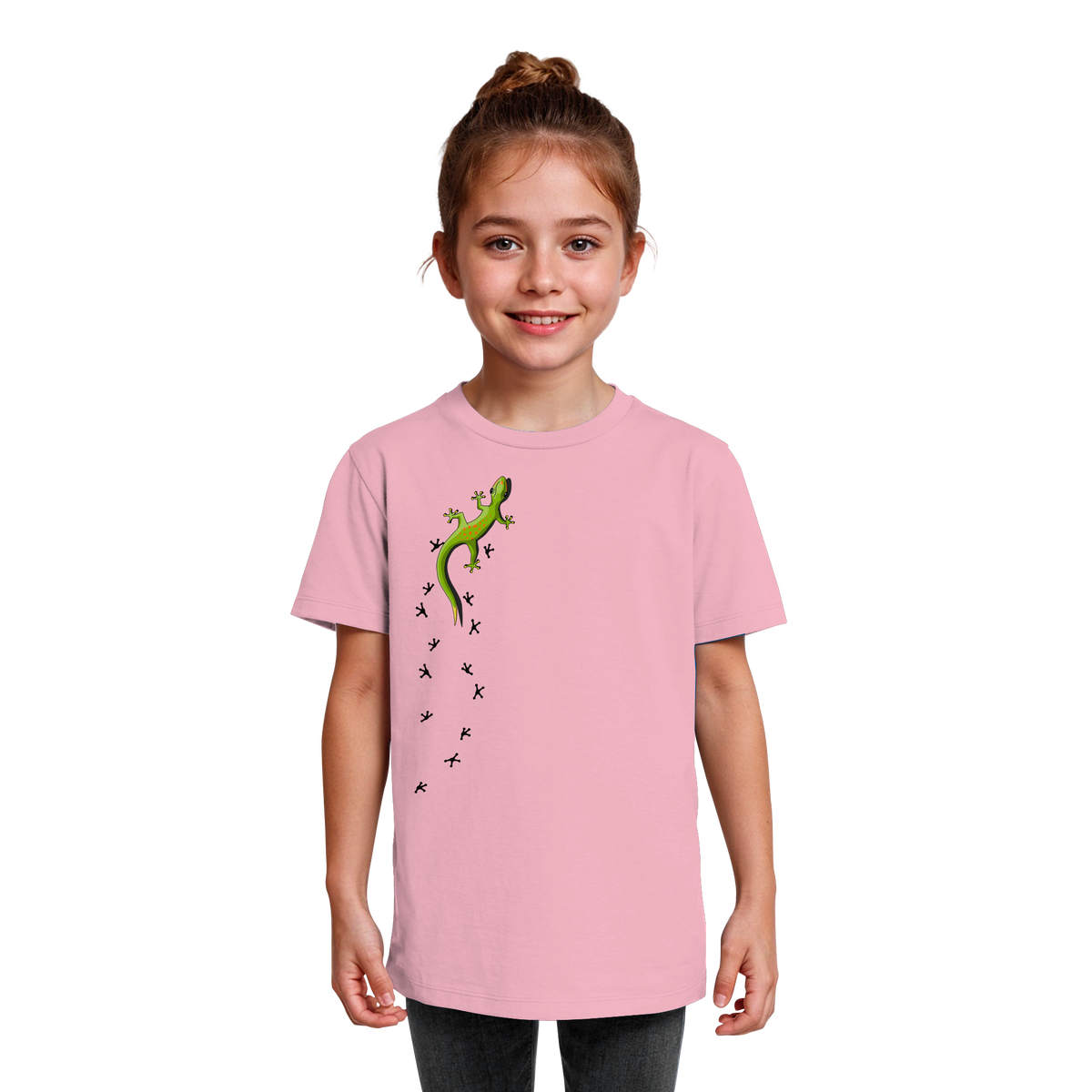 Kletternder Gecko mit Spuren - Kids Organic Shirt