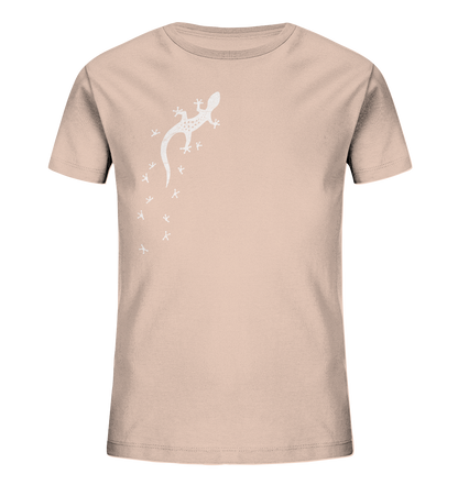 Gecko Eidechse Silhouette hell - Kids Organic Shirt