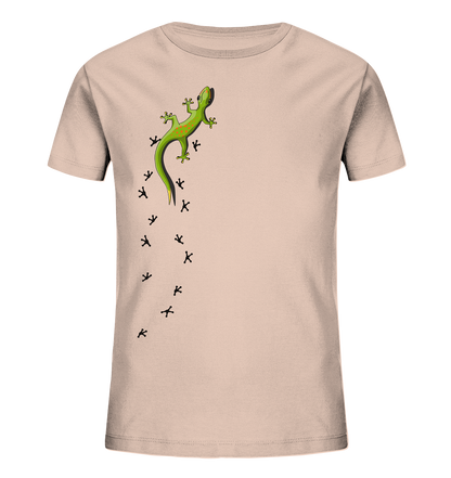 Kletternder Gecko mit Spuren - Kids Organic Shirt