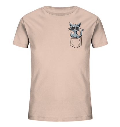 "Fuck Off" Mittelfinger Katze in der Tasche - Kids Organic Shirt