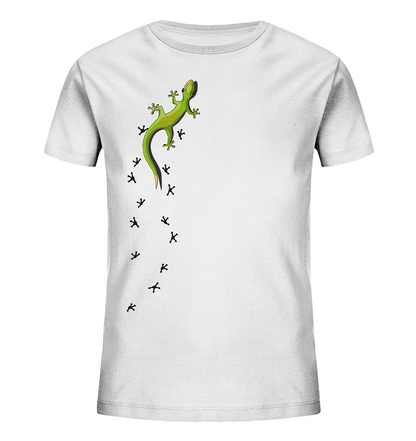 Kletternder Gecko mit Spuren - Kids Organic Shirt