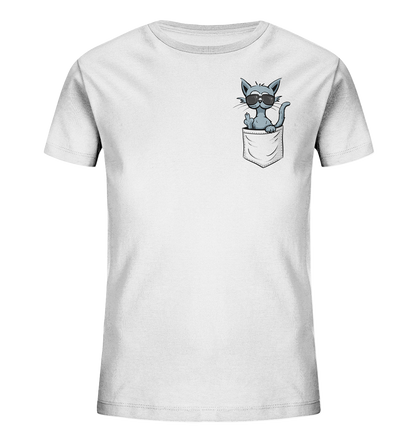 "Fuck Off" Mittelfinger Katze in der Tasche - Kids Organic Shirt