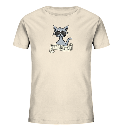Stay Pawsitive Bleib lässig Hipster Katze - Kids Organic Shirt