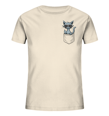 "Fuck Off" Mittelfinger Katze in der Tasche - Kids Organic Shirt