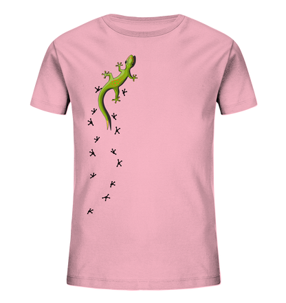 Kletternder Gecko mit Spuren - Kids Organic Shirt