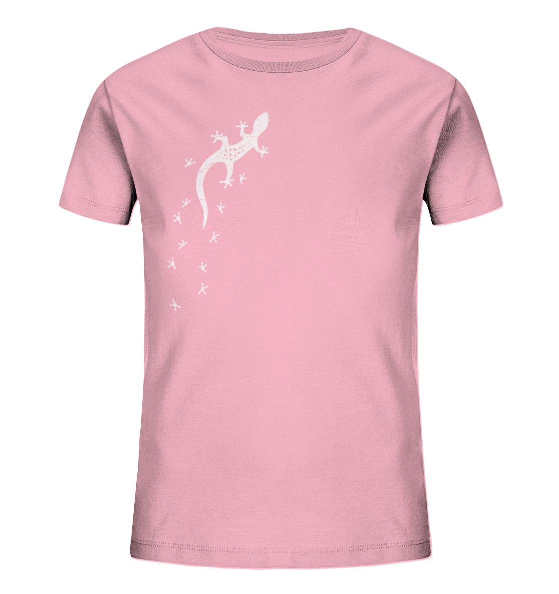 Gecko Eidechse Silhouette hell - Kids Organic Shirt