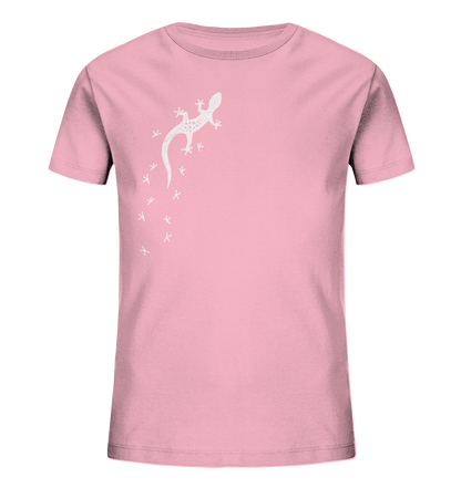 Gecko Eidechse Silhouette hell - Kids Organic Shirt
