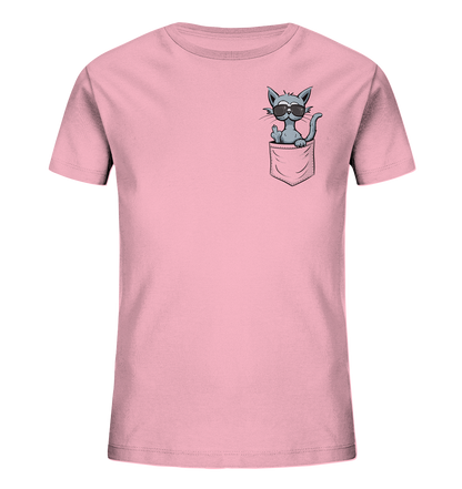"Fuck Off" Mittelfinger Katze in der Tasche - Kids Organic Shirt