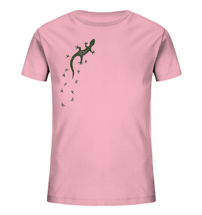 Gecko Eidechse Silhouette dunkel - Kids Organic Shirt