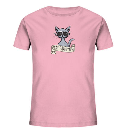 Stay Pawsitive Bleib lässig Hipster Katze - Kids Organic Shirt