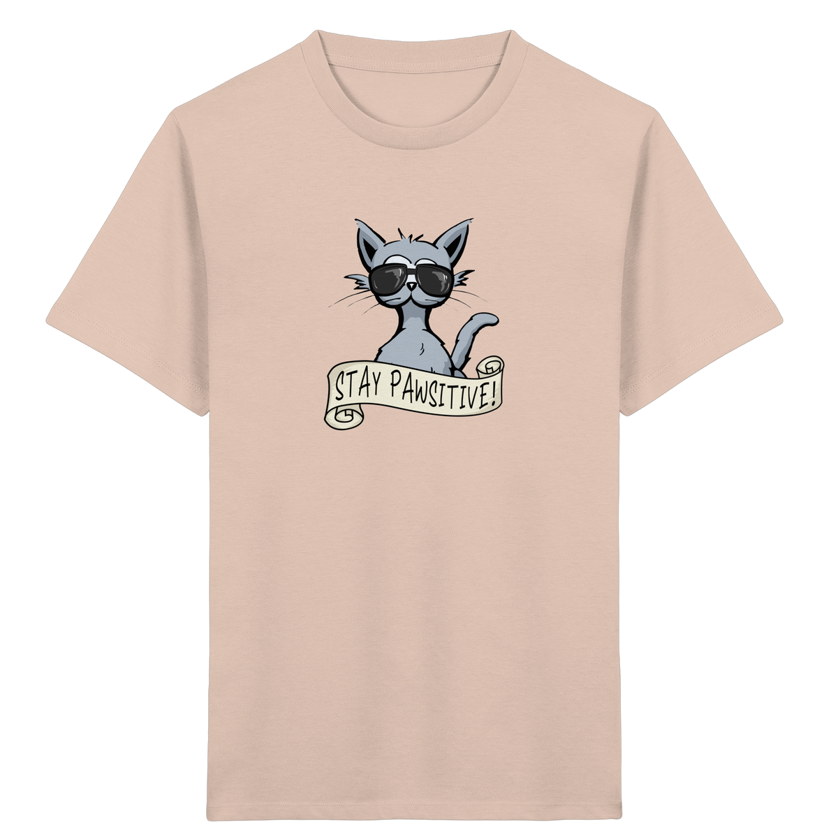 Stay Pawsitive Bleib lässig Hipster Katze - Kids Organic Shirt