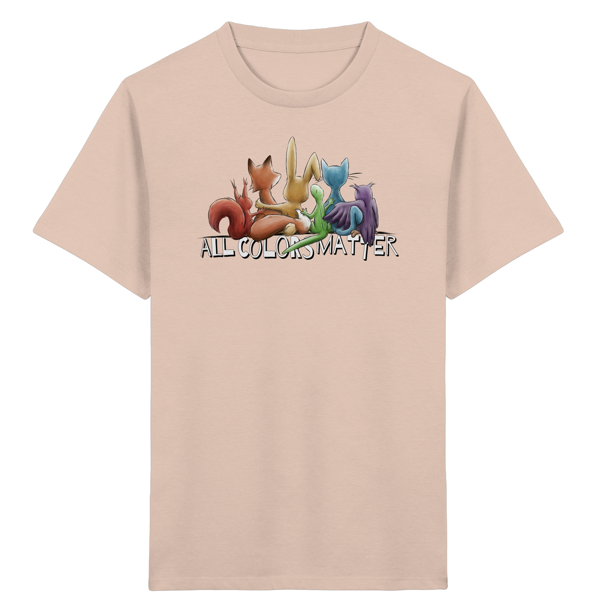 All Colors Matter! Regenbogen Tiere für Vielfalt - Kids Organic Shirt
