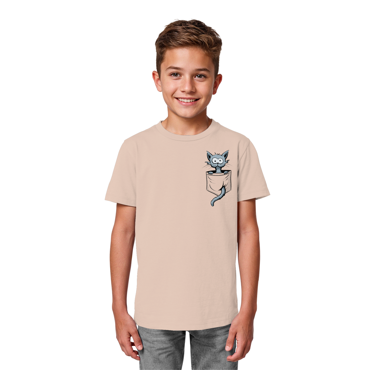 Verrückte Katze in Deiner Brust-Tasche - Kids Organic Shirt