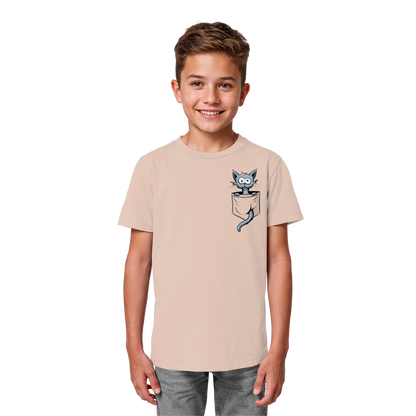Verrückte Katze in Deiner Brust-Tasche - Kids Organic Shirt