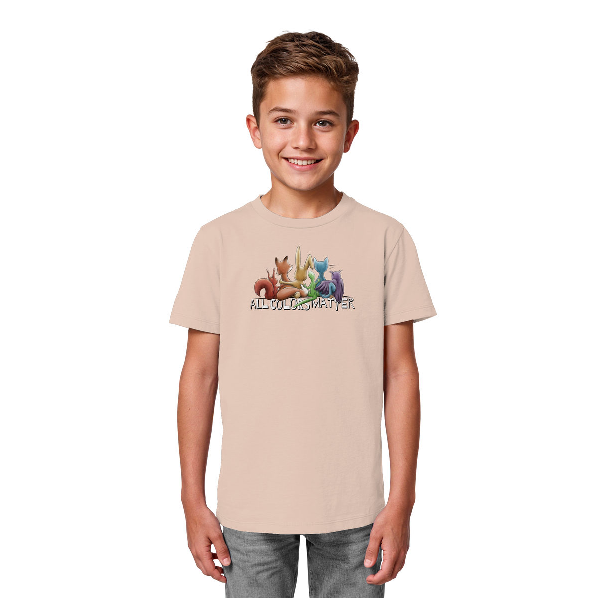 All Colors Matter! Regenbogen Tiere für Vielfalt - Kids Organic Shirt