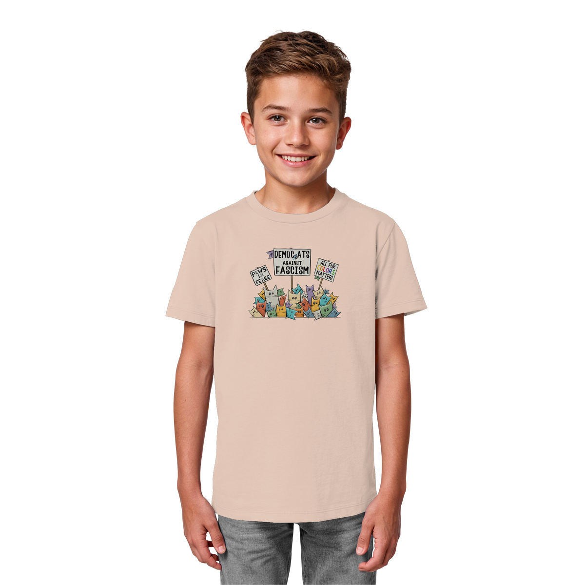 Demo-Katzen gegen Faschismus und für Vielfalt - Kids Organic Shirt