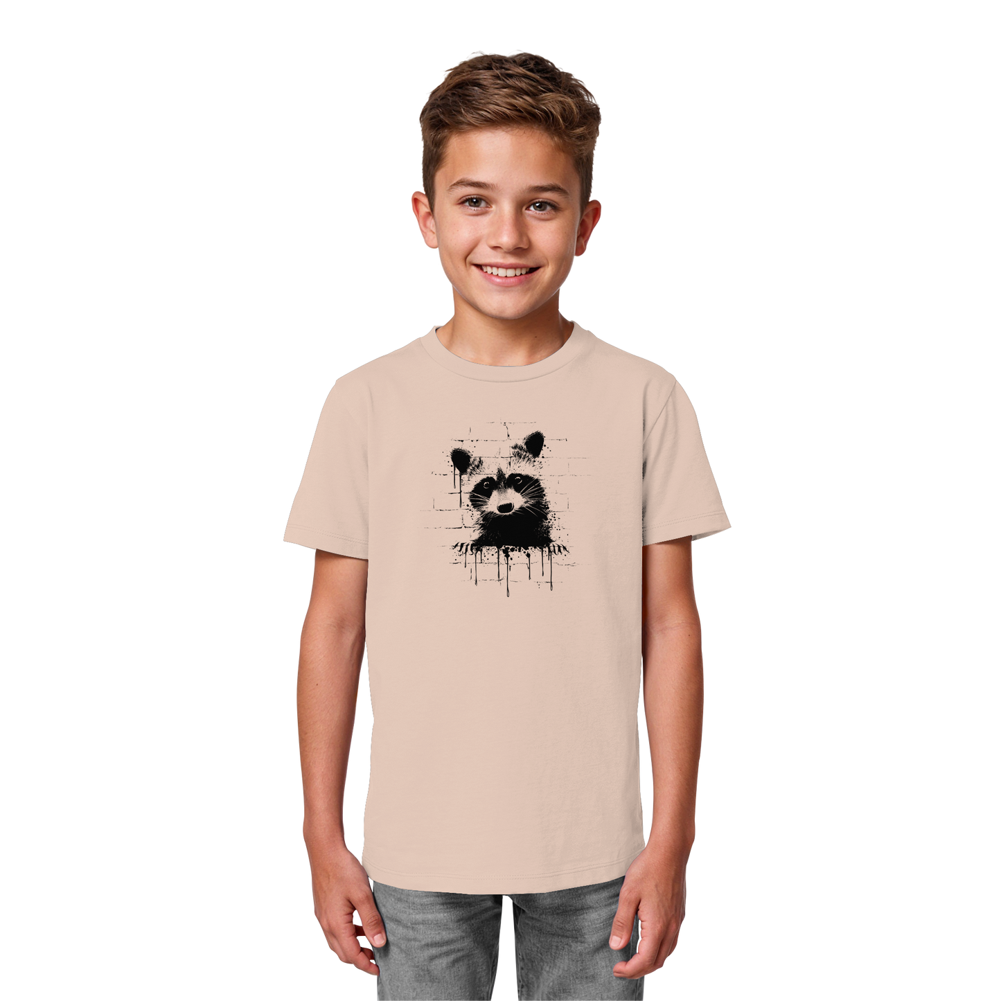 Funky Street Art Waschbär - Kids Organic Shirt