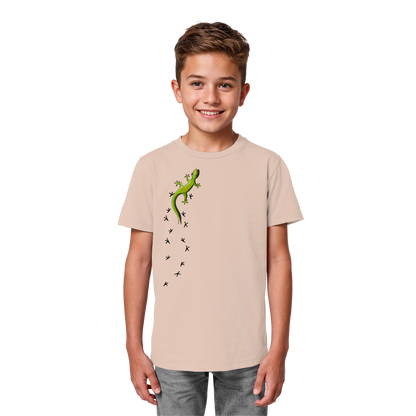 Kletternder Gecko mit Spuren - Kids Organic Shirt