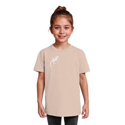 Gecko Eidechse Silhouette hell - Kids Organic Shirt
