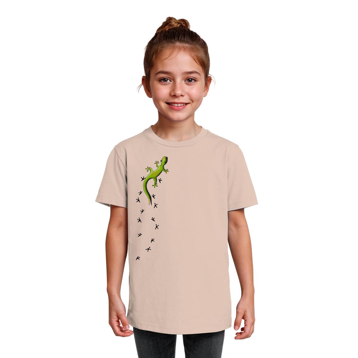 Kletternder Gecko mit Spuren - Kids Organic Shirt