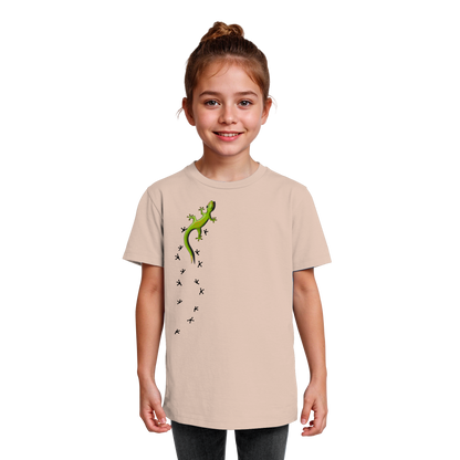 Kletternder Gecko mit Spuren - Kids Organic Shirt