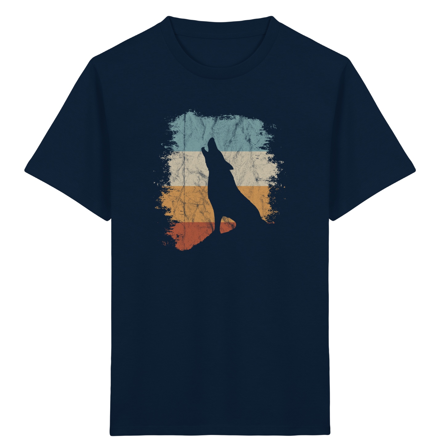 Retro Style lässig heulender Wolf  - Kids Organic Shirt
