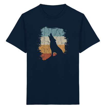 Retro Style lässig heulender Wolf  - Kids Organic Shirt