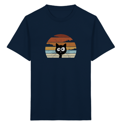 Retro schwarze Katze vor Sonnenuntergang - Kids Organic Shirt
