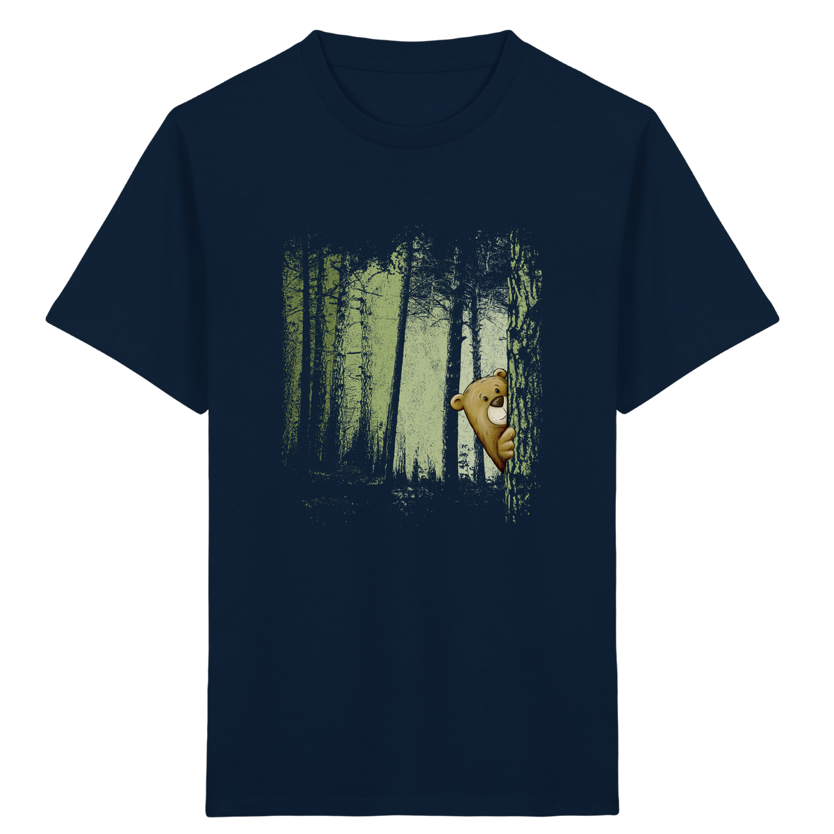 Comic Bär versteckt im Zwielicht Wald - Kids Organic Shirt