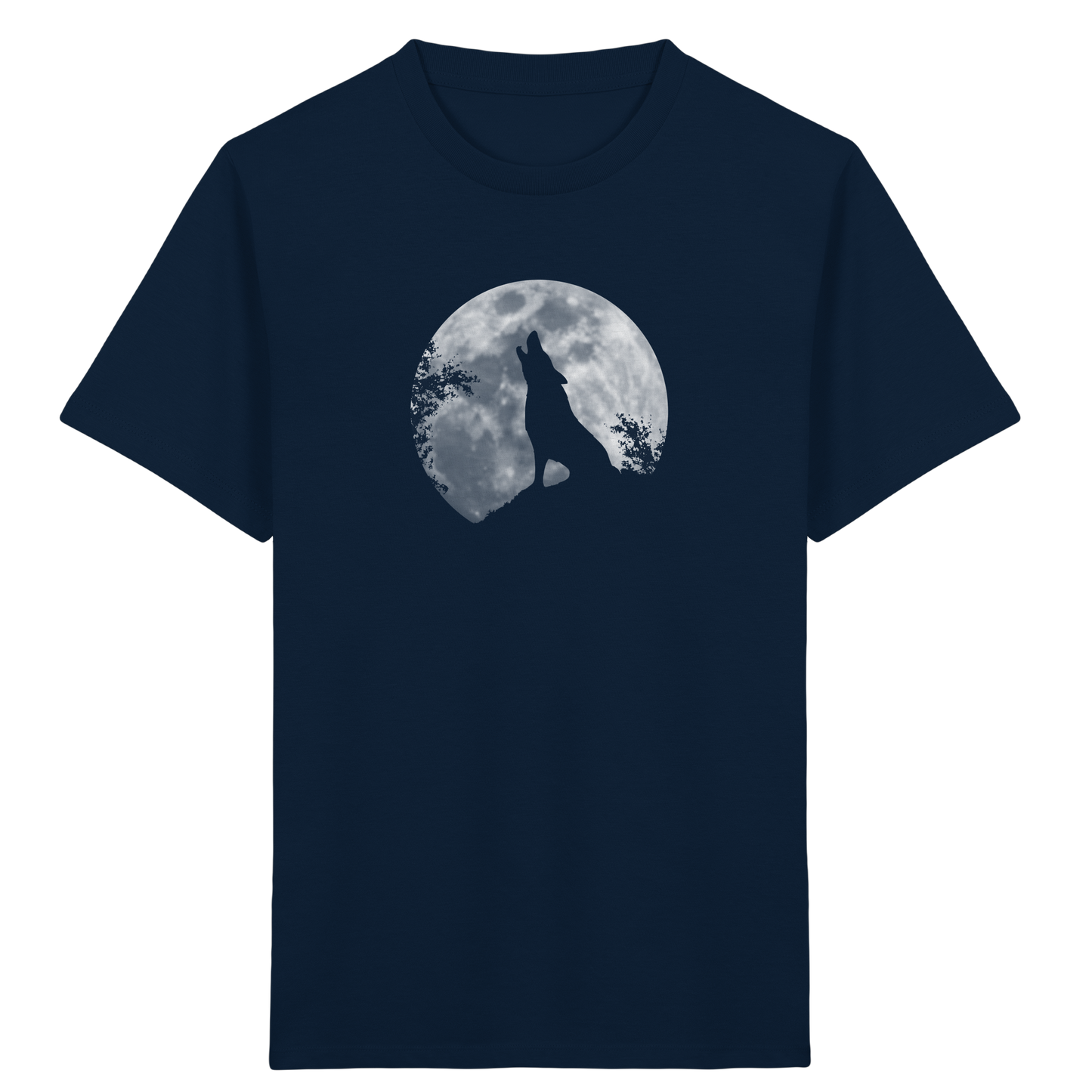 Heulender Wolf Silhouette vor Vollmond - Kids Organic Shirt