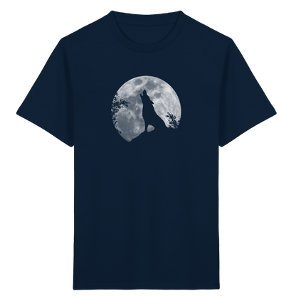 Heulender Wolf Silhouette vor Vollmond - Kids Organic Shirt