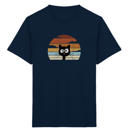 Retro schwarze Katze vor Sonnenuntergang - Kids Organic Shirt